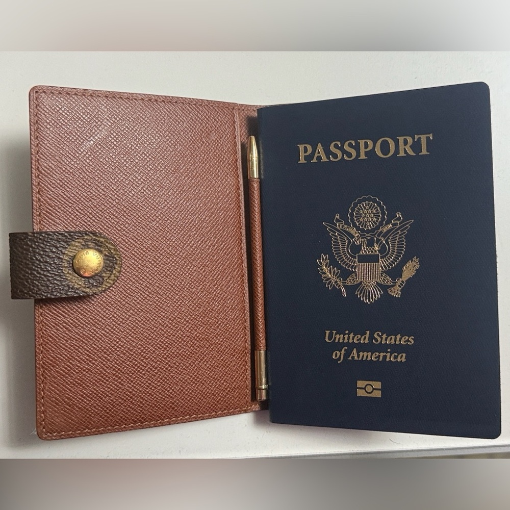 Louis Vuitton Brown and Gold Monogram Mini Agenda Card & Passport holder